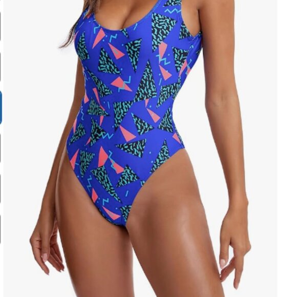 MIAIULIA Women's Retro 80s/90s Inspired High Cut Low Back Padding One Piece Swim - Picture 6 of 7